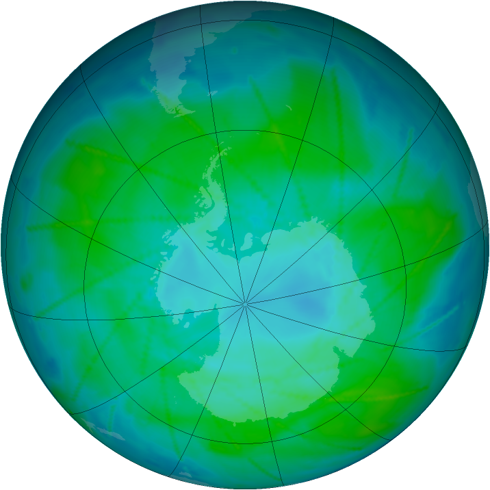 Antarctic ozone map for 10 January 2011